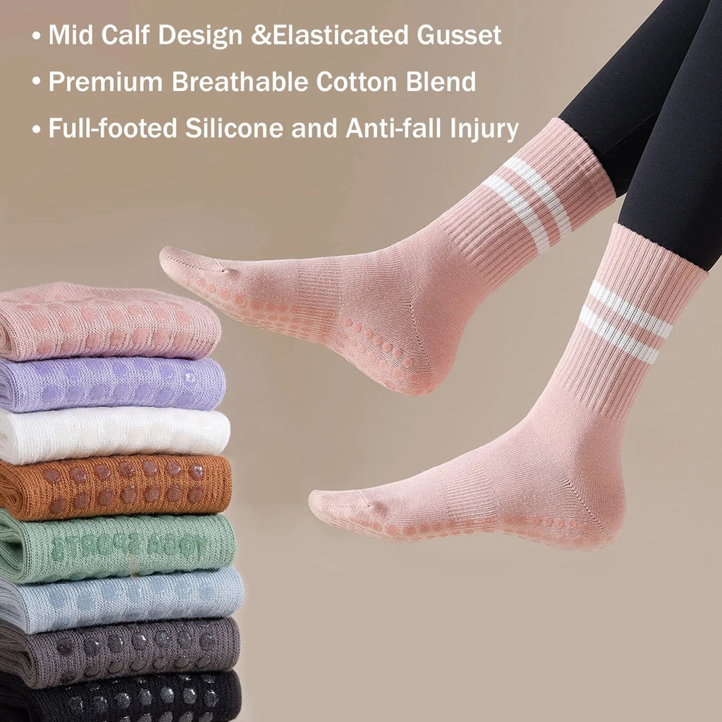 4 Pairs Pilates Grip Socks for Women Yoga Socks with Grips Hospital Socks Grippy Socks Dance Socks