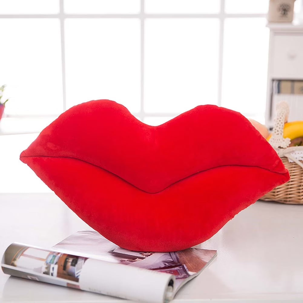 Hot Pink 1 Lip Shape Throw Pillows Cushion Girls Toy ,Gift Soft Velvet Decorative Reversible 23.6'' X 13.6''