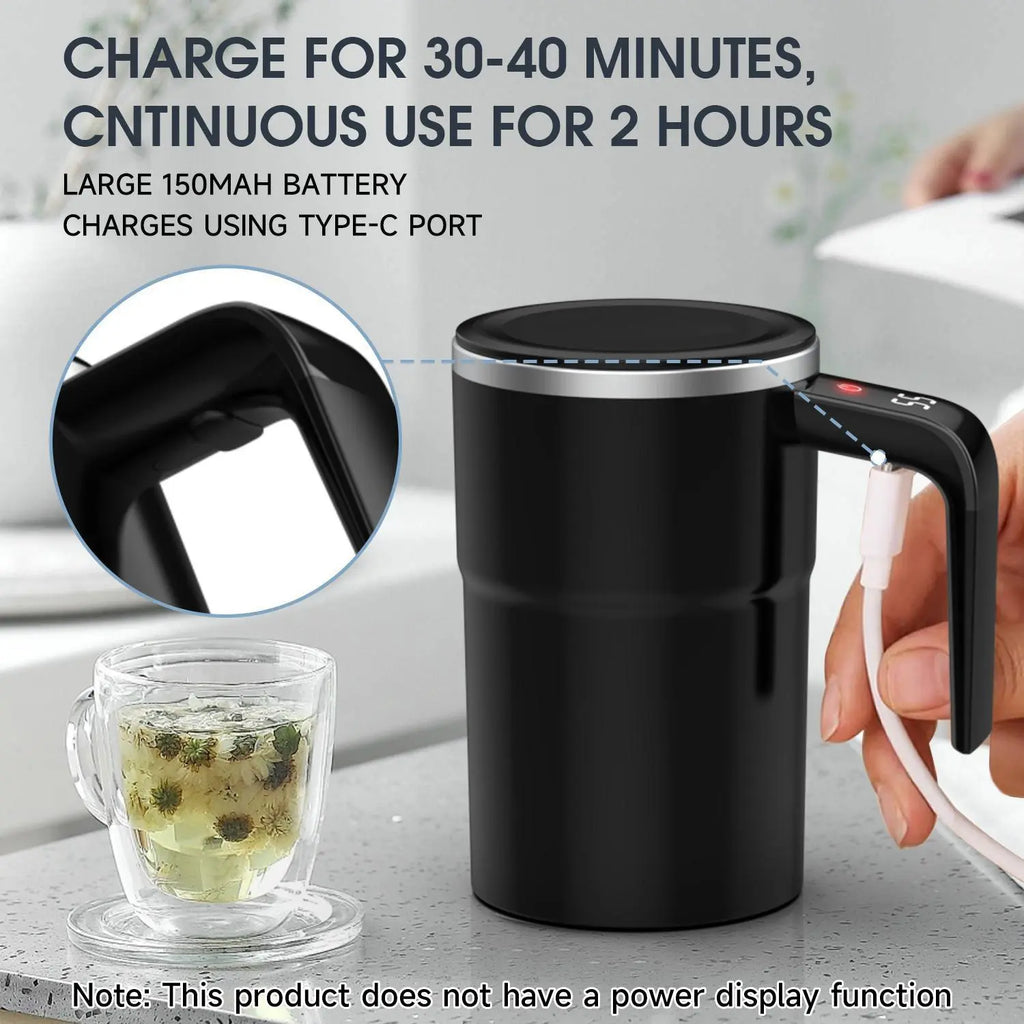 Intelligent Coffee Cup with Lid, 1/3 Counts Automatic Stirring Cup with Temperature Display, USB Rechargeable Stirring Cup for Coffee, Tea, Hot Chocolate, Gift
