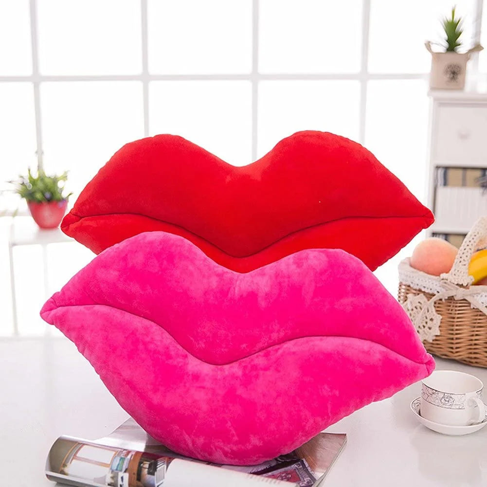 Hot Pink 1 Lip Shape Throw Pillows Cushion Girls Toy ,Gift Soft Velvet Decorative Reversible 23.6'' X 13.6''