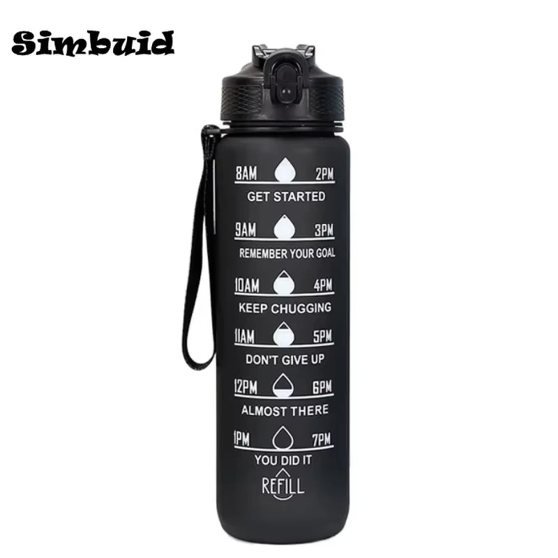 1000Ml Motivational Sports Water Bottle Straw Bottle Leakproof Gradient Time Marker Drinkware for Gym Outdoor