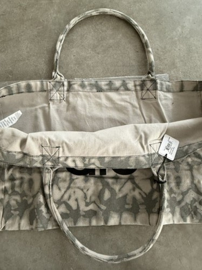 YOGA Gray Tie Dye Large Canvas Tote Bag Gym Travel Carry-On