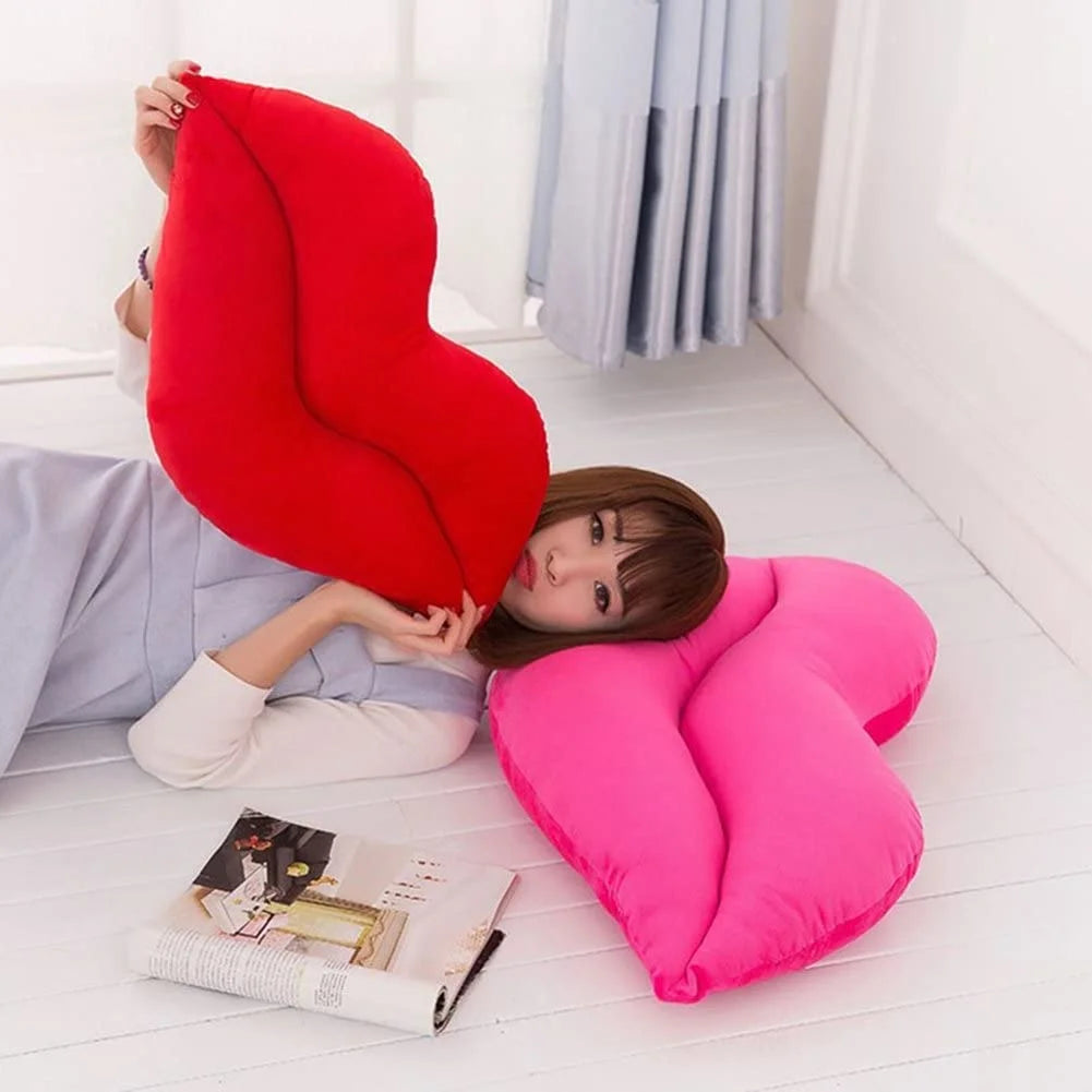 Hot Pink 1 Lip Shape Throw Pillows Cushion Girls Toy ,Gift Soft Velvet Decorative Reversible 23.6'' X 13.6''
