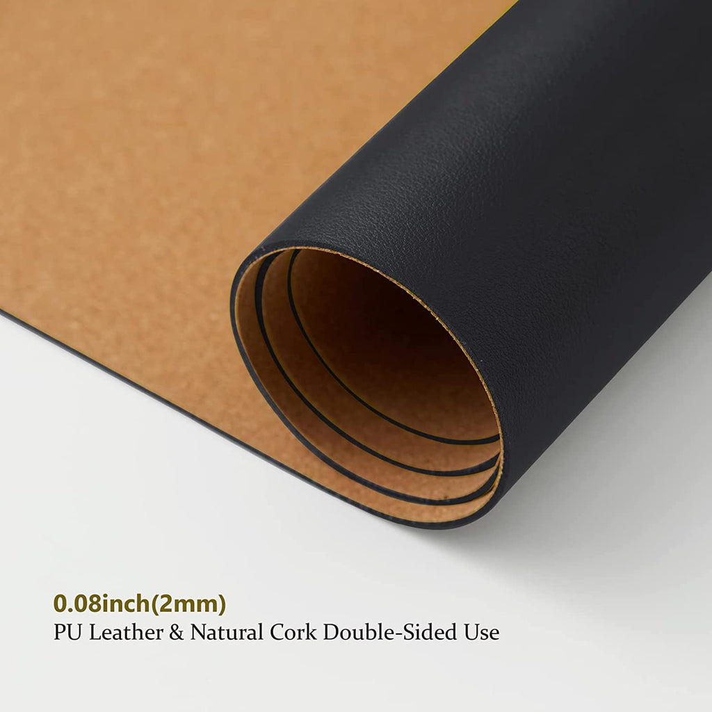 Compact Cork Desk Mat - Small Dual-Sided Desk Pad for Office and Home - Desk Organization and Accessories - Ideal for Large Mouse Pad and Small Desk Mats on Top of Desks(Black,60Cmx 30Cm)