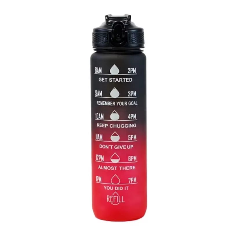 1000Ml Motivational Sports Water Bottle Straw Bottle Leakproof Gradient Time Marker Drinkware for Gym Outdoor